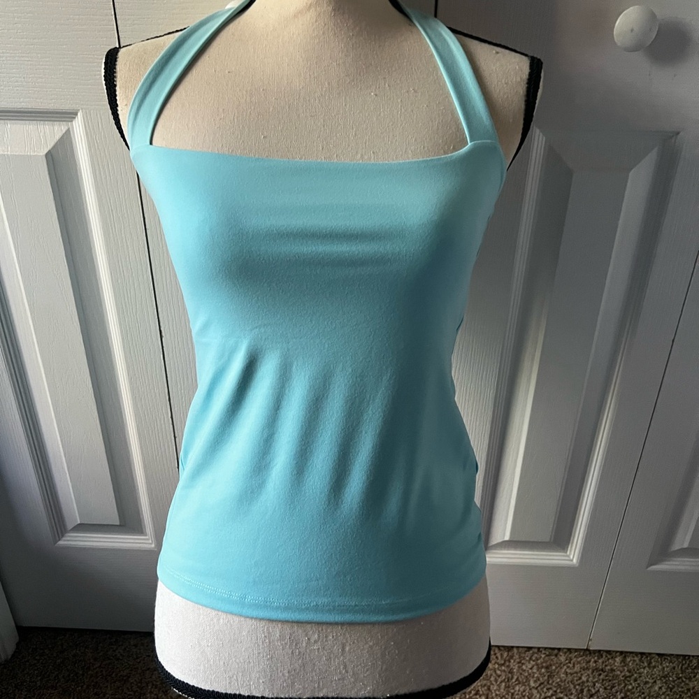 Susana Monaco Turquoise Fitted Halter Top Size Small